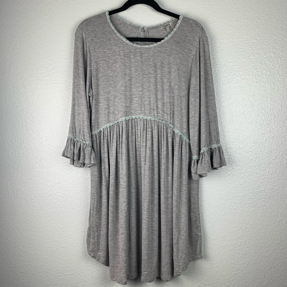 JODIFL Soft Grey Boho T Shirt Dress
